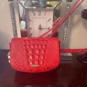 BRAHMIN Lil Lava Red leather convertible belt crossbody three-way